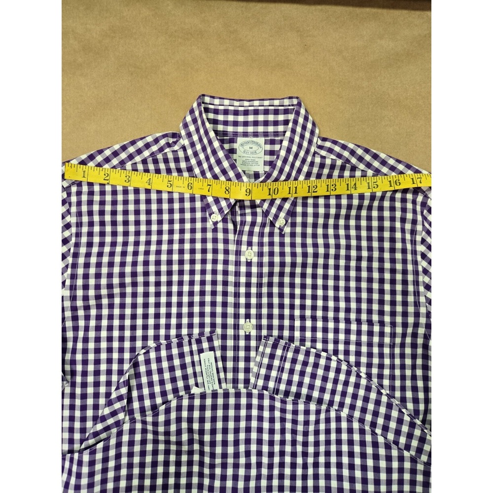 Brooks Brothers Men's Purple Plaid Button Down Cotton Dress Shirt Size M - Picture 4 of 13